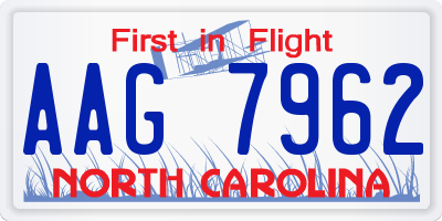 NC license plate AAG7962