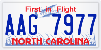 NC license plate AAG7977