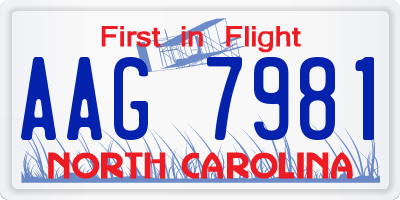 NC license plate AAG7981