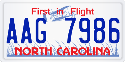 NC license plate AAG7986