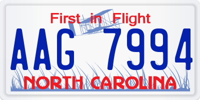 NC license plate AAG7994