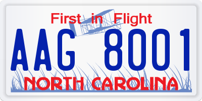 NC license plate AAG8001