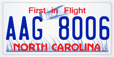 NC license plate AAG8006