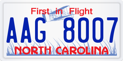 NC license plate AAG8007
