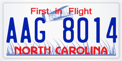 NC license plate AAG8014