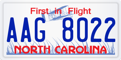 NC license plate AAG8022