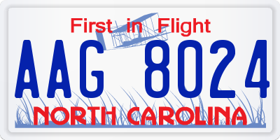 NC license plate AAG8024