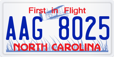 NC license plate AAG8025