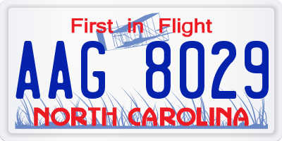 NC license plate AAG8029