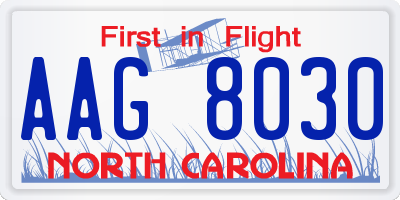 NC license plate AAG8030