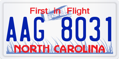 NC license plate AAG8031