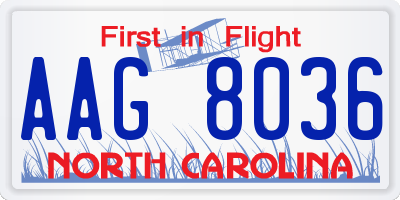NC license plate AAG8036