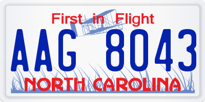 NC license plate AAG8043