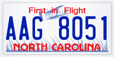 NC license plate AAG8051