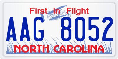 NC license plate AAG8052