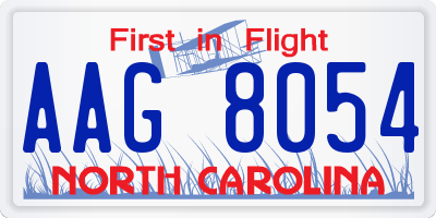 NC license plate AAG8054