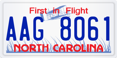 NC license plate AAG8061