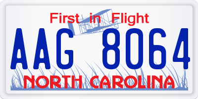 NC license plate AAG8064