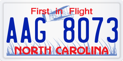 NC license plate AAG8073
