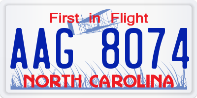 NC license plate AAG8074