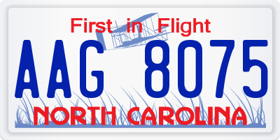 NC license plate AAG8075