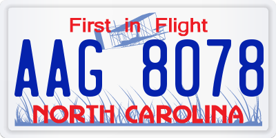 NC license plate AAG8078