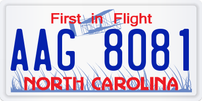 NC license plate AAG8081