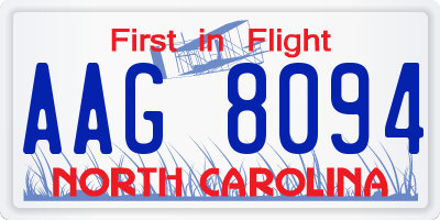 NC license plate AAG8094