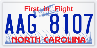 NC license plate AAG8107