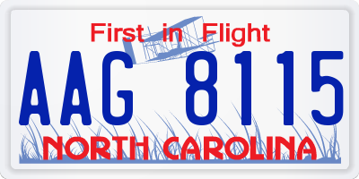 NC license plate AAG8115