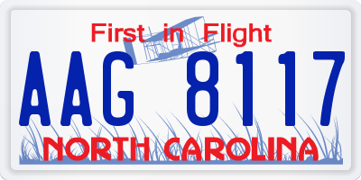 NC license plate AAG8117