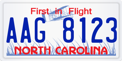 NC license plate AAG8123