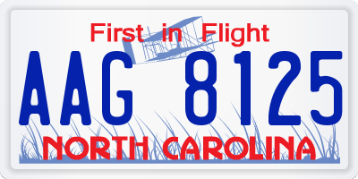 NC license plate AAG8125