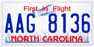 NC license plate AAG8136