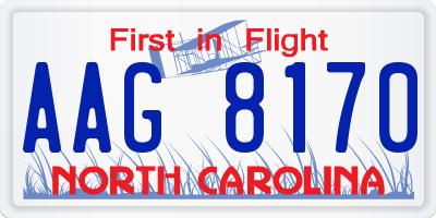 NC license plate AAG8170