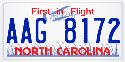 NC license plate AAG8172