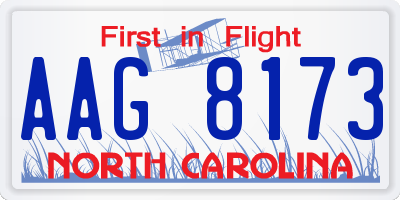 NC license plate AAG8173