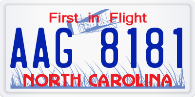 NC license plate AAG8181