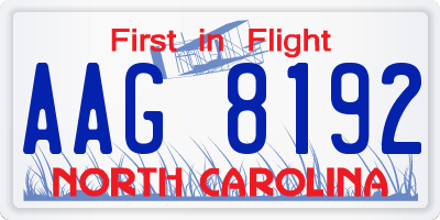 NC license plate AAG8192