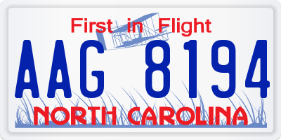 NC license plate AAG8194