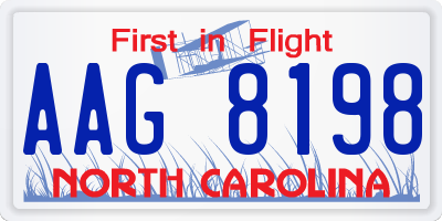 NC license plate AAG8198