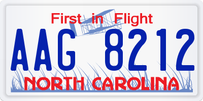 NC license plate AAG8212