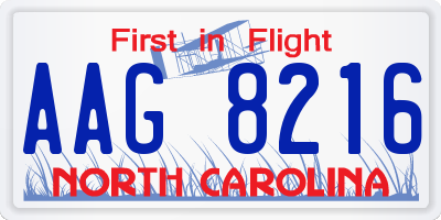 NC license plate AAG8216