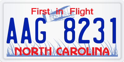 NC license plate AAG8231
