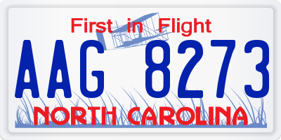 NC license plate AAG8273