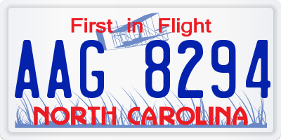 NC license plate AAG8294