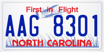 NC license plate AAG8301