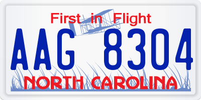 NC license plate AAG8304