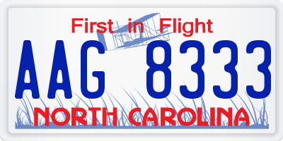 NC license plate AAG8333