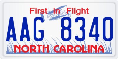 NC license plate AAG8340